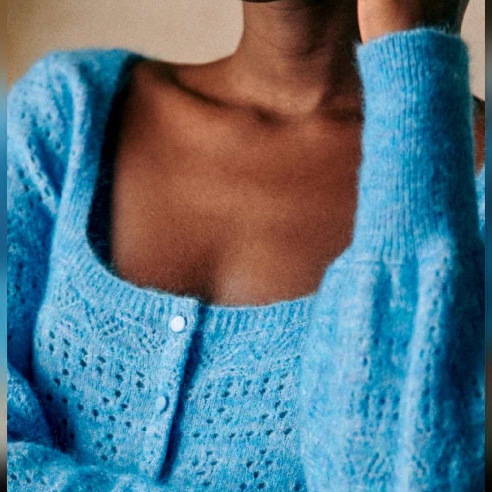 Sezane Esmée Cardigan Blue Olympus - Size XXXL